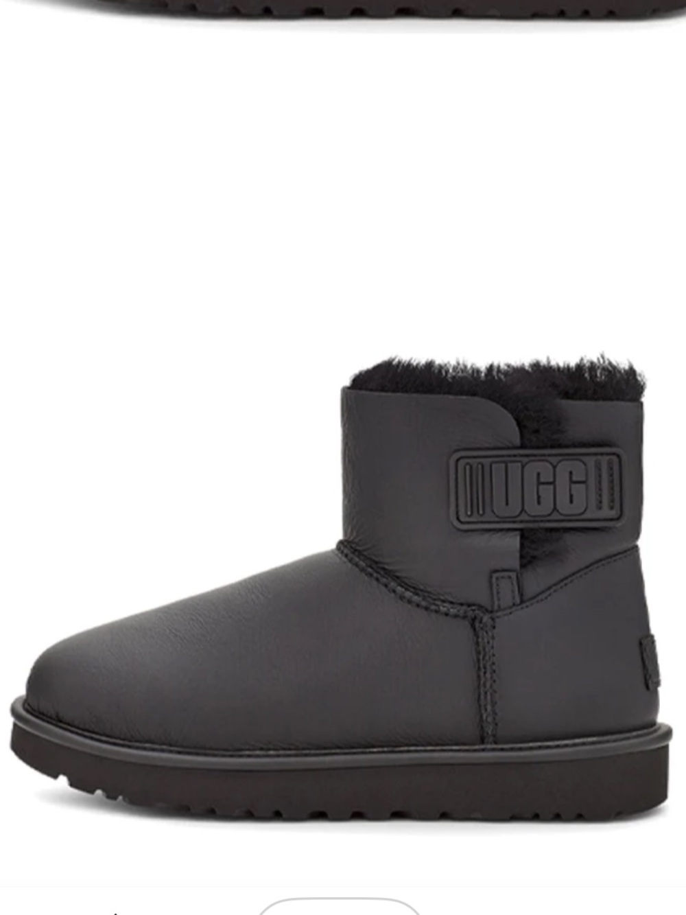 UGG Kids Black Short Boot with Shearling Trim